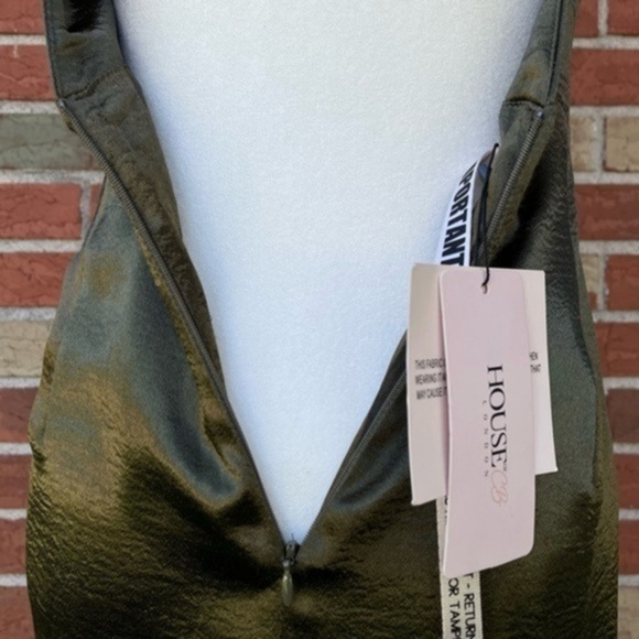 🧜‍♀️ NWT House of CB Zahra V-neck Drape Khaki Green Fishtail Mermaid Maxi Dress - Picture 7 of 13